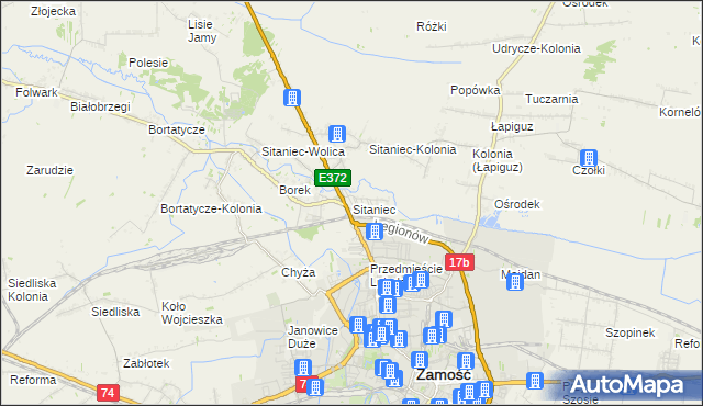 mapa Sitaniec, Sitaniec na mapie Targeo