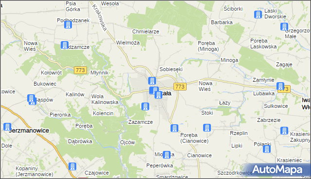 mapa Skała powiat krakowski, Skała powiat krakowski na mapie Targeo