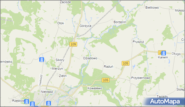 mapa Skalin gmina Gryfice, Skalin gmina Gryfice na mapie Targeo