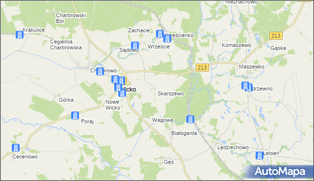 mapa Skarszewo gmina Wicko, Skarszewo gmina Wicko na mapie Targeo