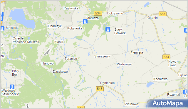 mapa Skarszewy gmina Grudziądz, Skarszewy gmina Grudziądz na mapie Targeo
