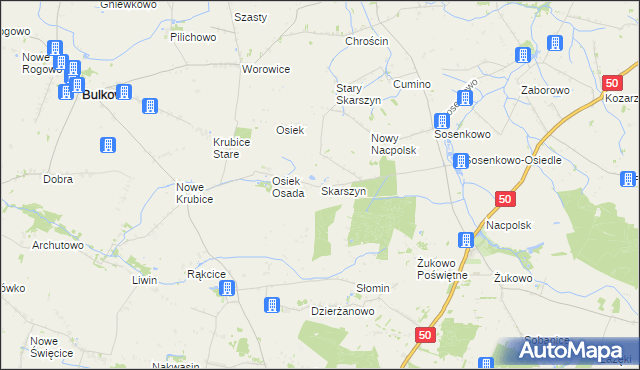 mapa Skarszyn gmina Naruszewo, Skarszyn gmina Naruszewo na mapie Targeo