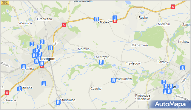 mapa Skarżyce gmina Strzegom, Skarżyce gmina Strzegom na mapie Targeo