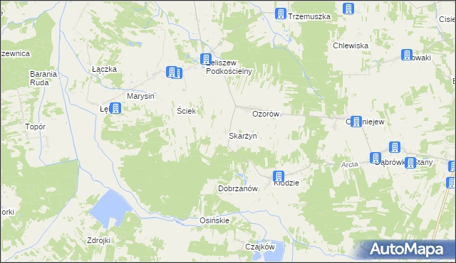 mapa Skarżyn gmina Skórzec, Skarżyn gmina Skórzec na mapie Targeo