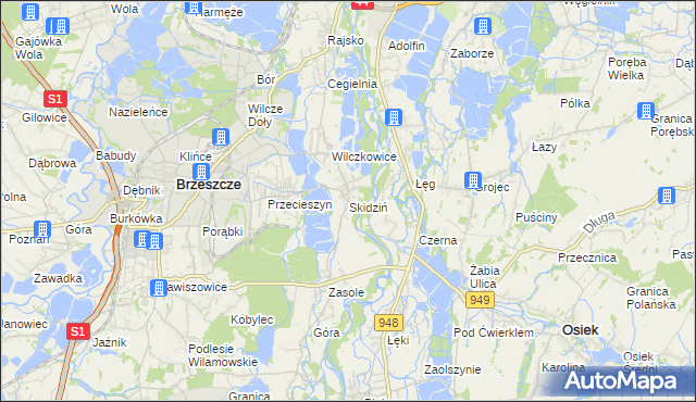 mapa Skidziń, Skidziń na mapie Targeo