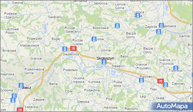 mapa Skołyszyn, Skołyszyn na mapie Targeo