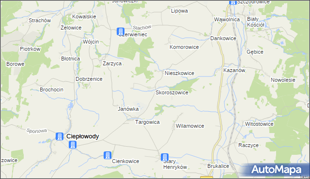 mapa Skoroszowice, Skoroszowice na mapie Targeo
