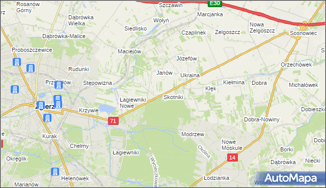 mapa Skotniki gmina Zgierz, Skotniki gmina Zgierz na mapie Targeo