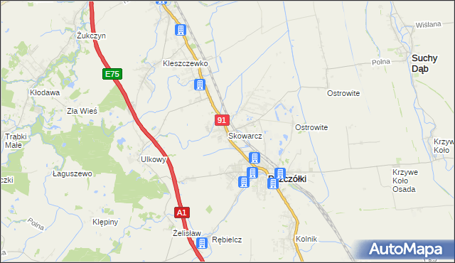 mapa Skowarcz, Skowarcz na mapie Targeo