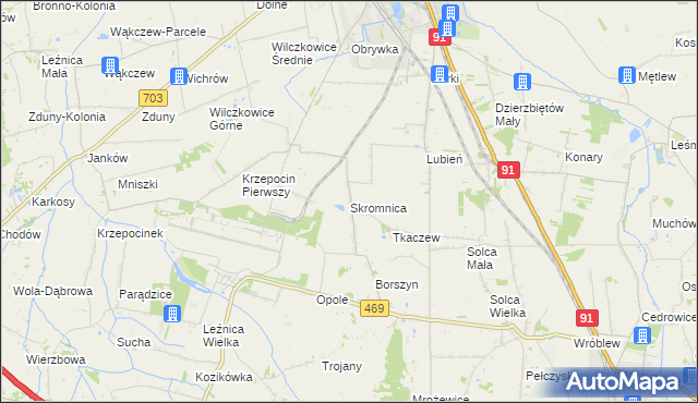mapa Skromnica, Skromnica na mapie Targeo