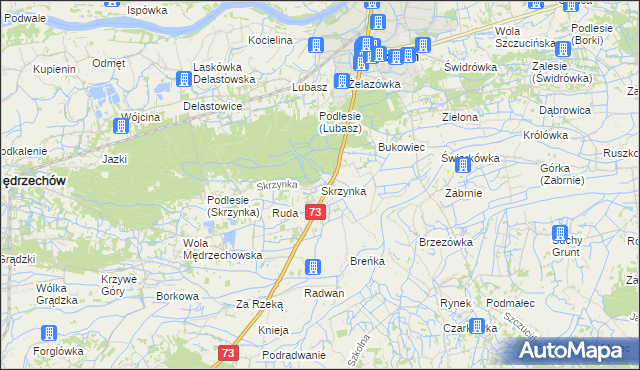 mapa Skrzynka gmina Szczucin, Skrzynka gmina Szczucin na mapie Targeo