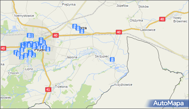 mapa Skrzypiec gmina Lubrza, Skrzypiec gmina Lubrza na mapie Targeo