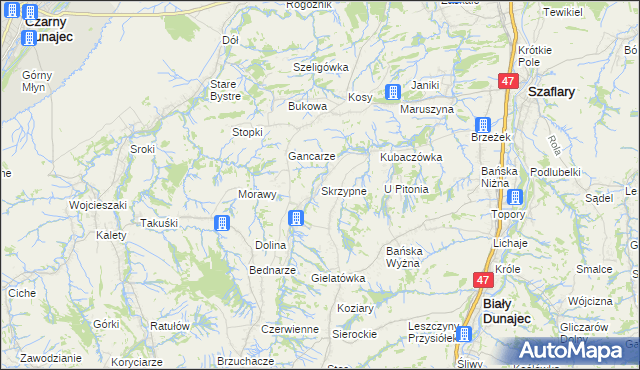 mapa Skrzypne, Skrzypne na mapie Targeo