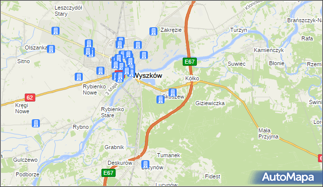 mapa Skuszew, Skuszew na mapie Targeo