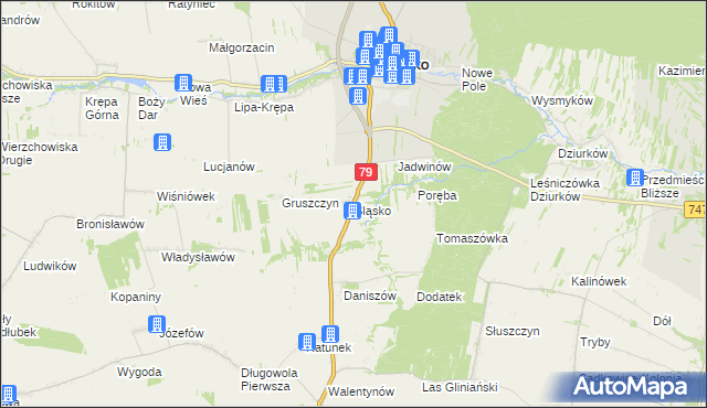 mapa Śląsko, Śląsko na mapie Targeo