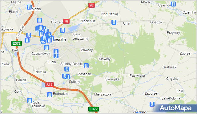 mapa Sławiny, Sławiny na mapie Targeo