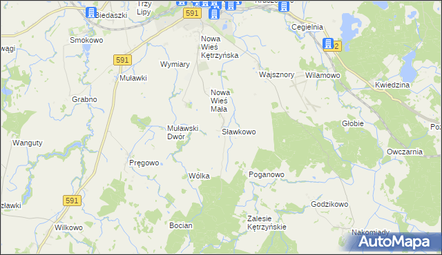 mapa Sławkowo gmina Kętrzyn, Sławkowo gmina Kętrzyn na mapie Targeo