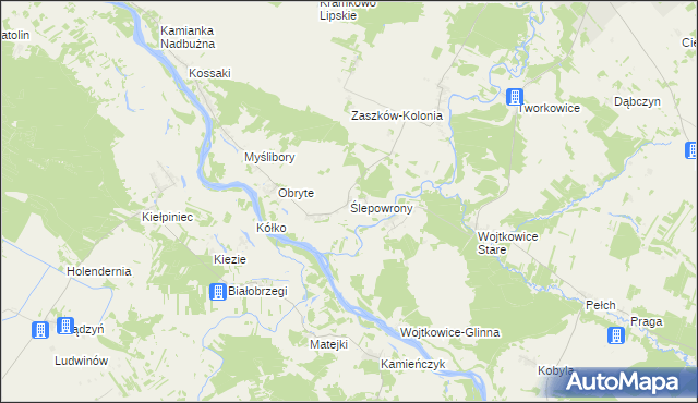 mapa Ślepowrony gmina Nur, Ślepowrony gmina Nur na mapie Targeo