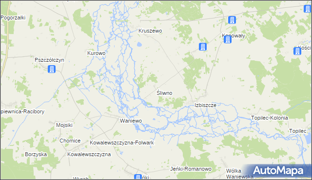 mapa Śliwno gmina Choroszcz, Śliwno gmina Choroszcz na mapie Targeo