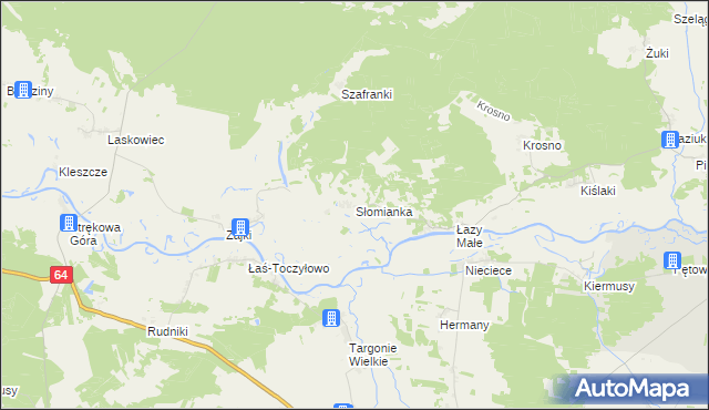 mapa Słomianka gmina Tykocin, Słomianka gmina Tykocin na mapie Targeo
