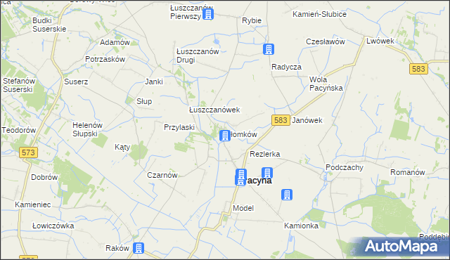 mapa Słomków gmina Pacyna, Słomków gmina Pacyna na mapie Targeo