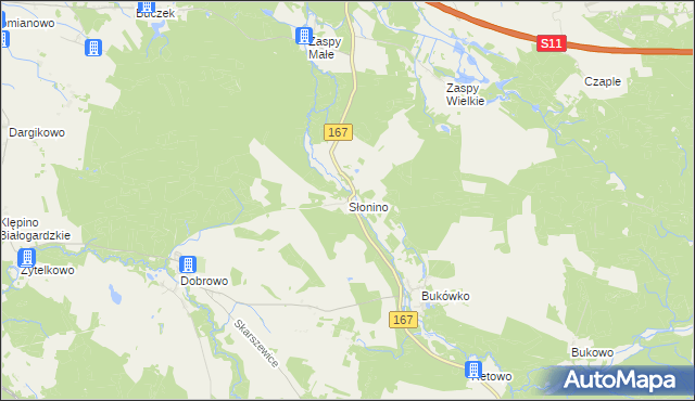 mapa Słonino, Słonino na mapie Targeo