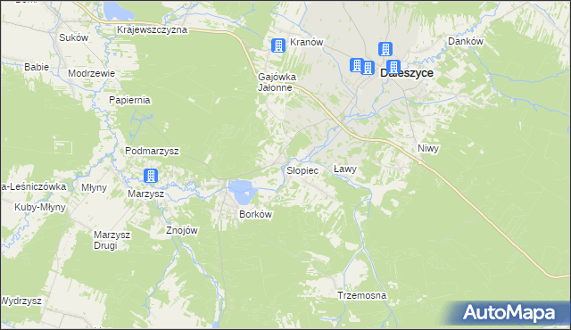 mapa Słopiec, Słopiec na mapie Targeo