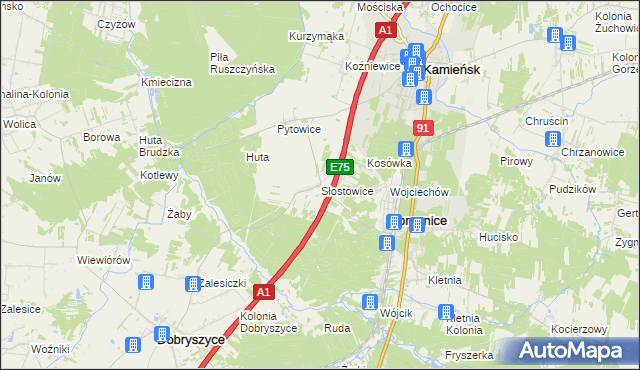 mapa Słostowice, Słostowice na mapie Targeo