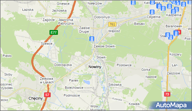 mapa Słowik gmina Sitkówka-Nowiny, Słowik gmina Sitkówka-Nowiny na mapie Targeo