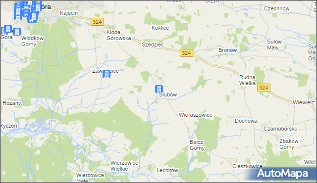 mapa Ślubów gmina Góra, Ślubów gmina Góra na mapie Targeo