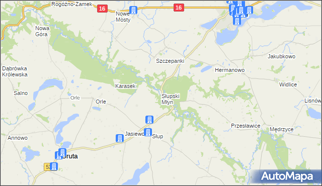 mapa Słupski Młyn, Słupski Młyn na mapie Targeo