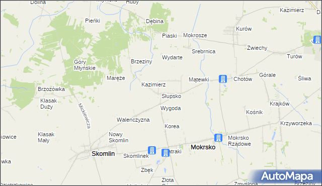 mapa Słupsko gmina Mokrsko, Słupsko gmina Mokrsko na mapie Targeo