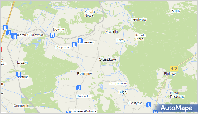 mapa Słuszków, Słuszków na mapie Targeo