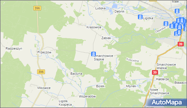 mapa Smarchowice Śląskie, Smarchowice Śląskie na mapie Targeo