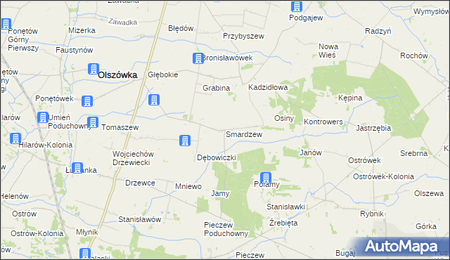 mapa Smardzew gmina Grabów, Smardzew gmina Grabów na mapie Targeo