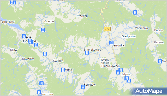 mapa Smerekowiec, Smerekowiec na mapie Targeo