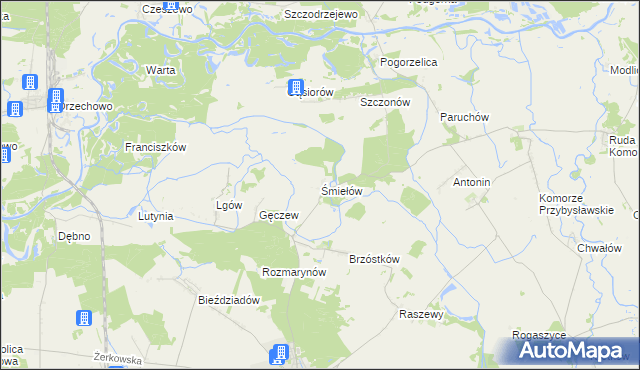 mapa Śmiełów, Śmiełów na mapie Targeo