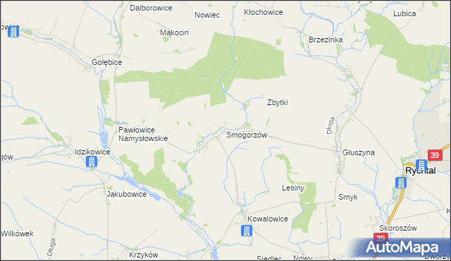 mapa Smogorzów gmina Namysłów, Smogorzów gmina Namysłów na mapie Targeo