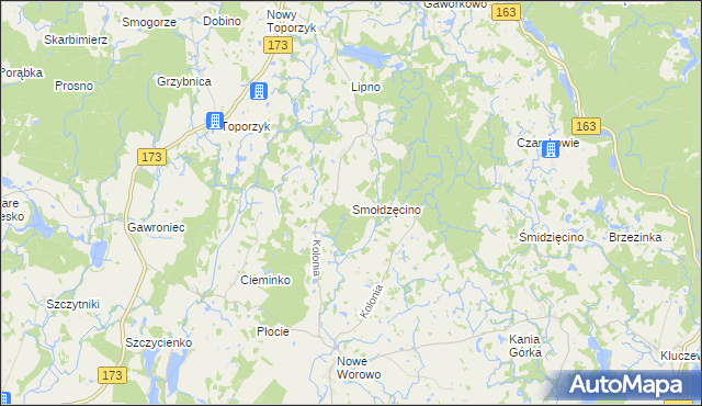 mapa Smołdzęcino, Smołdzęcino na mapie Targeo