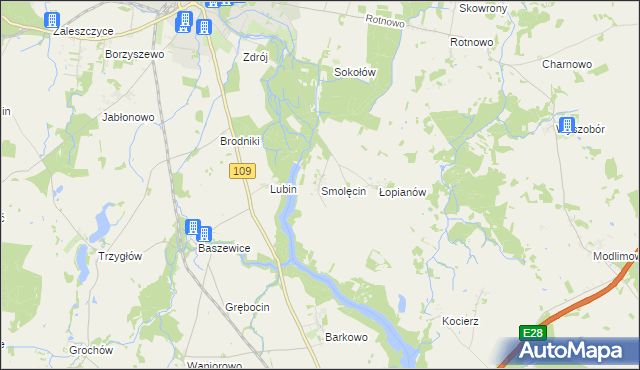 mapa Smolęcin gmina Gryfice, Smolęcin gmina Gryfice na mapie Targeo