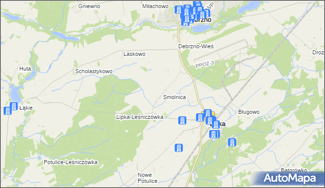 mapa Smolnica gmina Lipka, Smolnica gmina Lipka na mapie Targeo