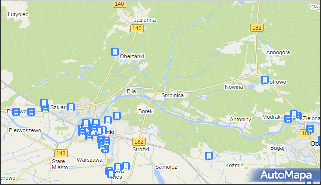 mapa Smolnica gmina Wronki, Smolnica gmina Wronki na mapie Targeo