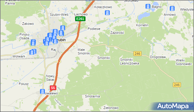 mapa Smolniki gmina Szubin, Smolniki gmina Szubin na mapie Targeo