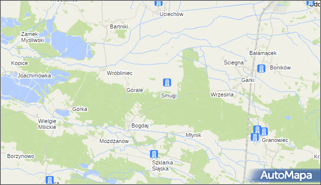 mapa Smugi gmina Sośnie, Smugi gmina Sośnie na mapie Targeo