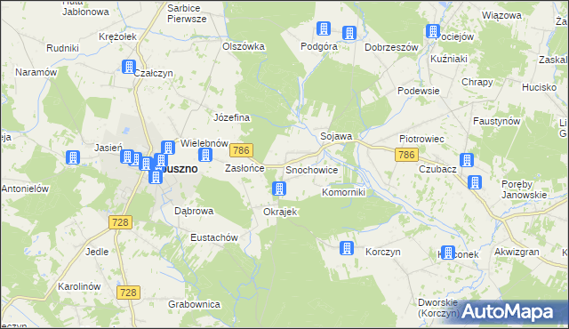 mapa Snochowice, Snochowice na mapie Targeo