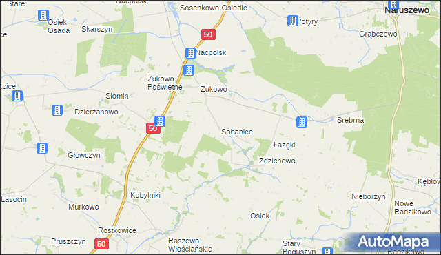 mapa Sobanice, Sobanice na mapie Targeo
