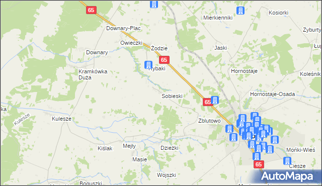 mapa Sobieski gmina Mońki, Sobieski gmina Mońki na mapie Targeo