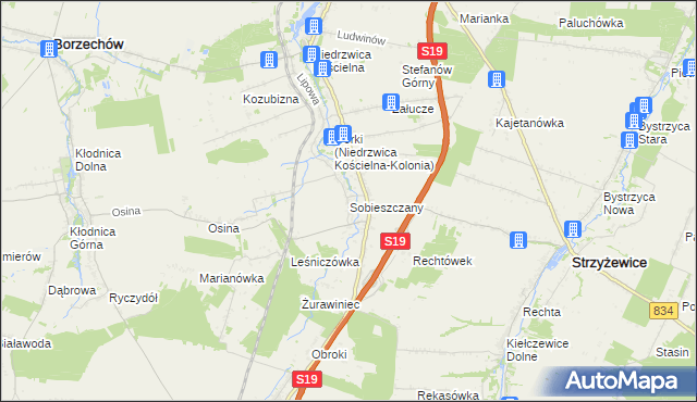 mapa Sobieszczany, Sobieszczany na mapie Targeo