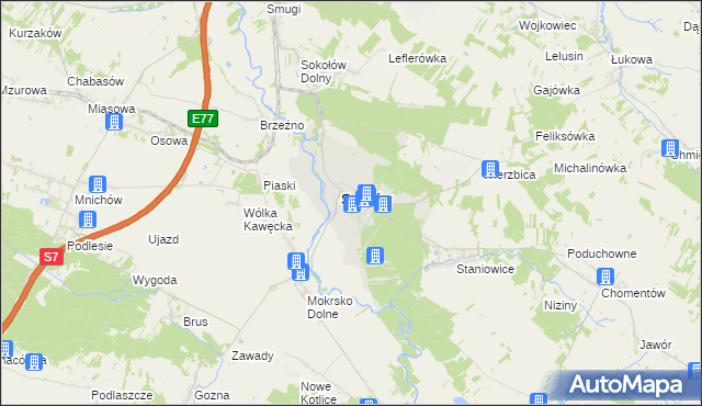 mapa Sobków powiat jędrzejowski, Sobków powiat jędrzejowski na mapie Targeo