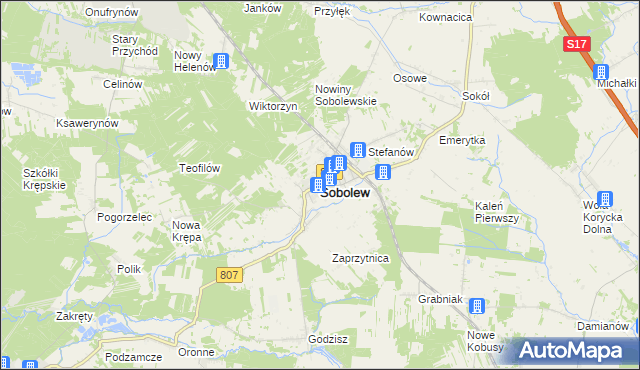 mapa Sobolew powiat garwoliński, Sobolew powiat garwoliński na mapie Targeo